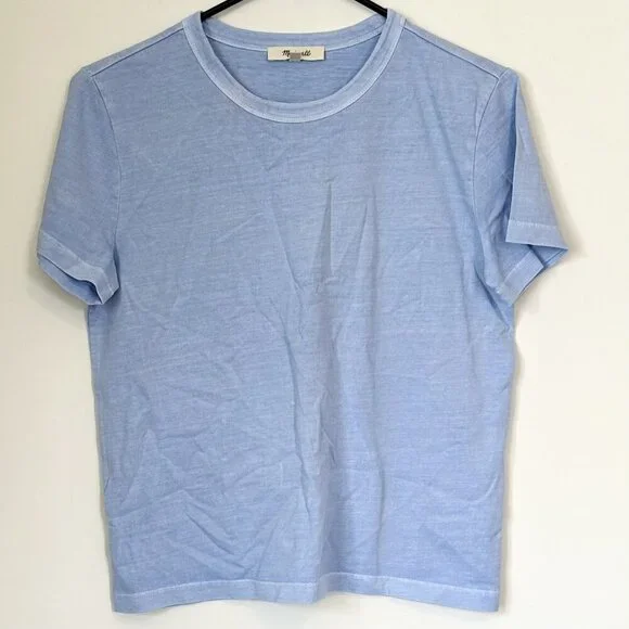 NEW Madewell Light Blue The Perfect Crewneck Tee in Cotton - Size: XS - Picture 2 of 9